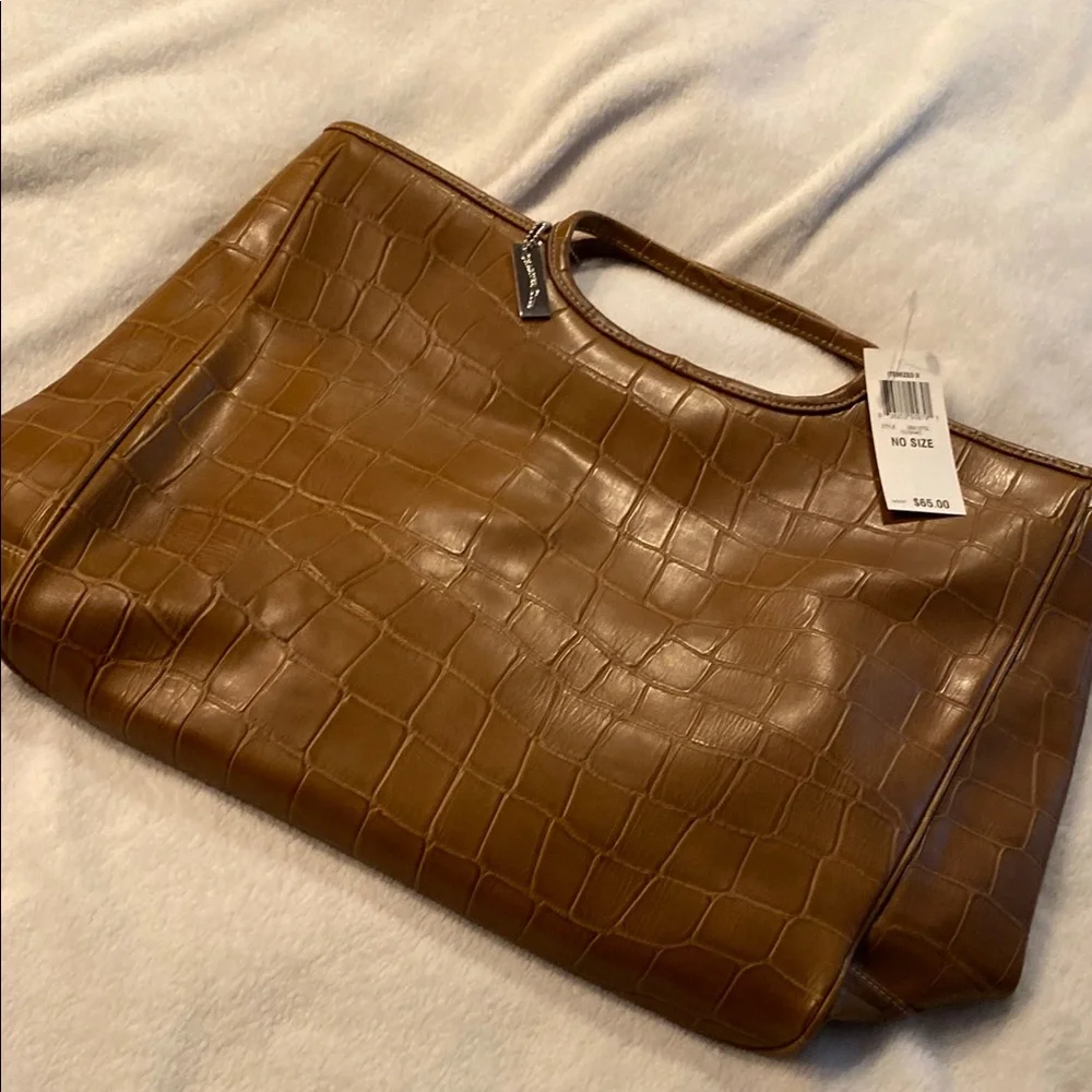 Charter Club Tan Crocodile Embossed Handbag